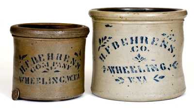 Lot of Two: H. F. BEHRENS, CO./ WHEELING, W. VA Stoneware Advertising Crocks