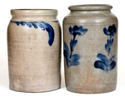 Lot of Two: Philadelphia, PA Stoneware Jars with Cobalt Decoration