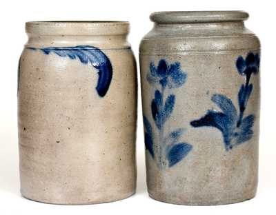 Lot of Two: Philadelphia, PA Stoneware Jars with Cobalt Decoration