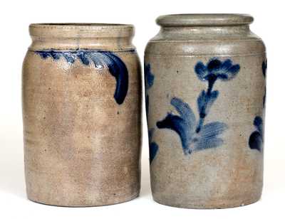 Lot of Two: Philadelphia, PA Stoneware Jars with Cobalt Decoration