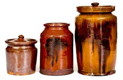 Lot of Three: Northeastern U.S. Redware Jars