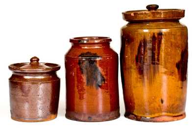 Lot of Three: Northeastern U.S. Redware Jars