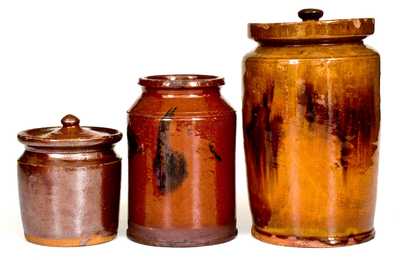 Lot of Three: Northeastern U.S. Redware Jars