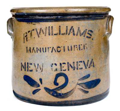 2 Gal. R. T. WILLIAMS / NEW GENEVA, PA Stoneware Cake Crock