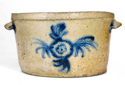 Unusual Stoneware Milkpan with Floral Decoration, Baltimore, MD, circa 1820