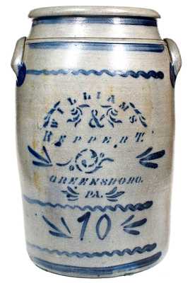 10 Gal. WILLIAMS & REPPERT / GREENSBORO, PA Stoneware Jar