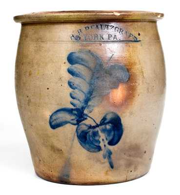 1 Gal. H. B. PFALTZGRAFF / YORK, PA Stoneware Cream Jar with Floral Decoration