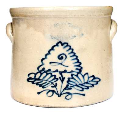 2 Gal. J. BURGER / ROCHESTER, NY Stoneware Crock with Floral Decoration