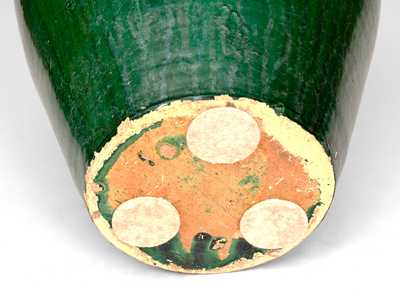 Large-Sized Redware Jar with Vibrant Green Glaze