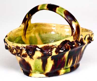 Unusual Multi-Colored Redware Basket attrib. George Wagner, Carbon County, PA