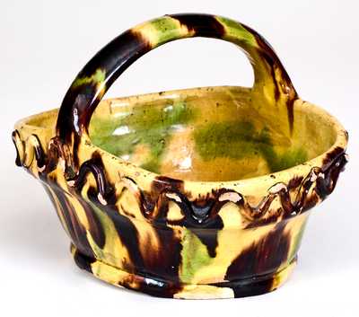 Unusual Multi-Colored Redware Basket attrib. George Wagner, Carbon County, PA