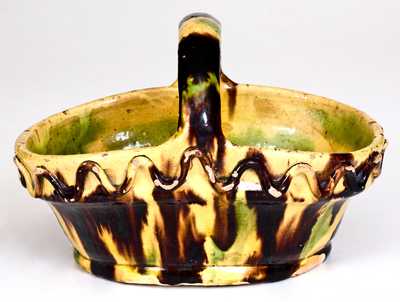 Unusual Multi-Colored Redware Basket attrib. George Wagner, Carbon County, PA