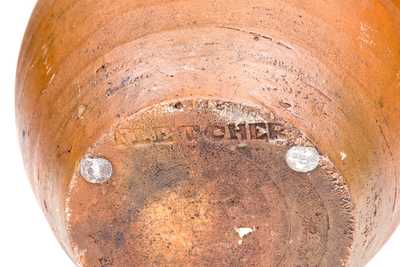 Unusual Stoneware Jar Marked FLETCHER
