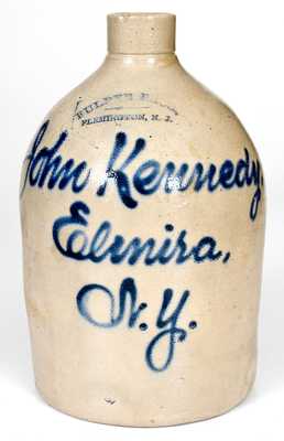 FULPER BROS. / FLEMINGTON, NJ Script Jug with Elmira, NY Advertising