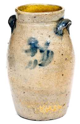 Fine Miniature Stoneware Churn, probably Moses Tyler, Albany, NY