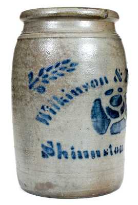 Wilkinson & Fleming / Shinnston, W. VA Stoneware Jar w/ Bold Stenciled Rose Decoration