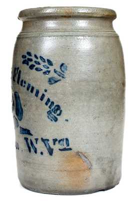 Wilkinson & Fleming / Shinnston, W. VA Stoneware Jar w/ Bold Stenciled Rose Decoration
