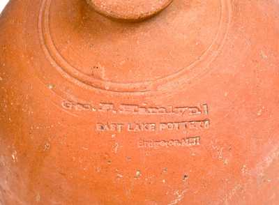 Rare Geo. P. Hamlyn / EAST LAKE POTTERY / Bridgeton, N.J. Redware Chick Waterer