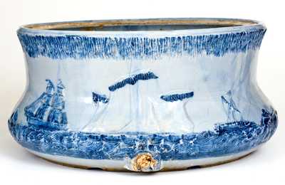 Rare Akron, Ohio Large-Sized Stoneware Basin or Foot Bath w/ Polar Bear Scene