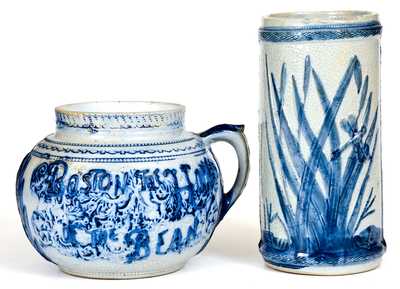 Lot of Two: Molded Stoneware incl. Whites Utica Spirit of  76 Bean Pot, Sleepy Eye Indian Vase