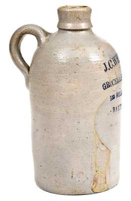 Rare Pint-Sized Baltimore Stoneware Liquor Jug Marked J. C. WHEELER