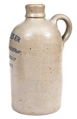 Rare Pint-Sized Baltimore Stoneware Liquor Jug Marked J. C. WHEELER
