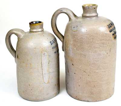 Lot of Two: E. G. HIPSLEY & CO. and J. C. WHEELER Baltimore, MD Stoneware Liquor Jugs