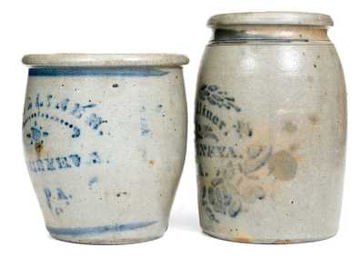 Lot of Two: A. P. DILLINER and L. B. DILLINER / NEW GENEVA, PA Stoneware Jars