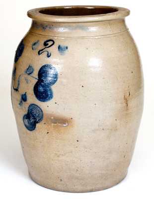Scarce Pruntytown, WV Stoneware Jar with Floral Decoration