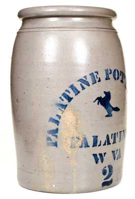 2 Gal. PALATINE POTTERY CO. / PALATINE, W VA Stoneware Horse Jar