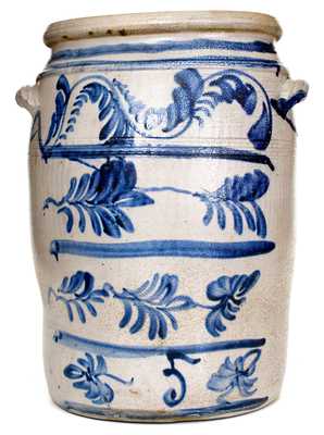 Fine 5 Gal. Morgantown, WV Stoneware Jar w/ Exceptional Cobalt Decoration