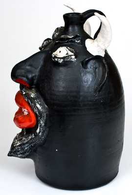 Brown s Pottery / Arden, NC Painted Stoneware Devil Jug