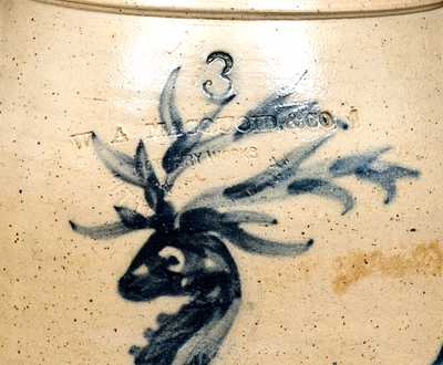 Exceptional W. A. MacQuoid / Manhattan Three-Gallon Stoneware Deer Crock