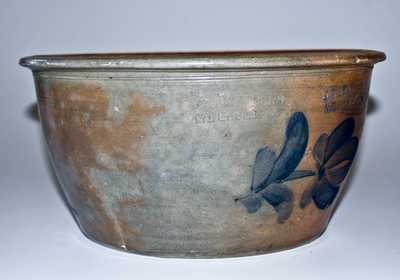 Very Rare J. B. LEATHERS / MT. EAGLE, PA Stoneware Bowl with Floral Decoration