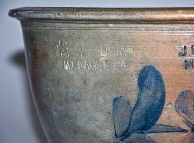 Very Rare J. B. LEATHERS / MT. EAGLE, PA Stoneware Bowl with Floral Decoration