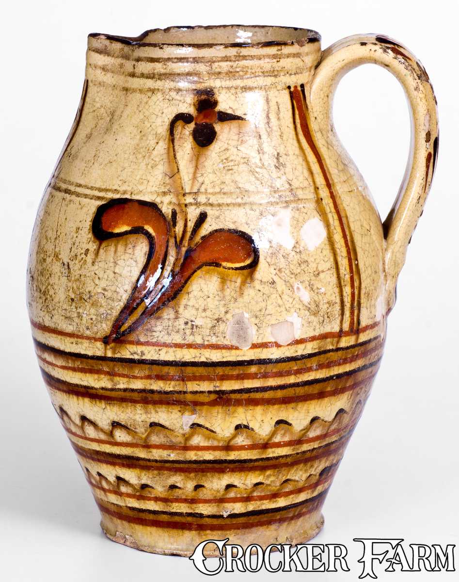 Rare Alamance County, NC Redware Pitcher, late 18th or early 19th ...