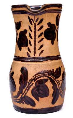 Rare and Fine Tanware Pitcher, New Geneva or Greensboro, PA origin, c1885