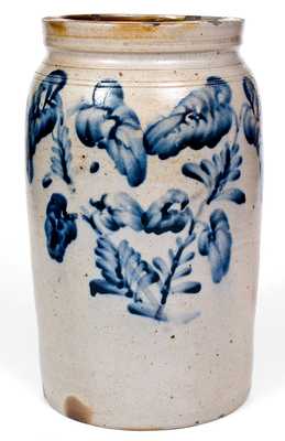 Remmey, Philadelphia, PA Stoneware Jar w/ Elaborate Floral Decoration