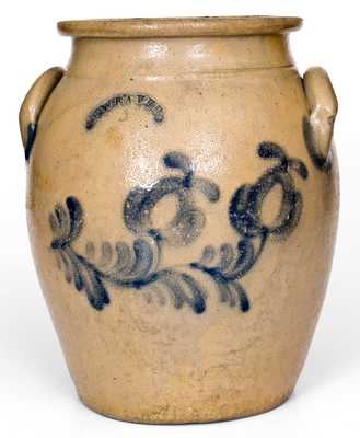 Five-Gallon J. WEAVER (Beaver, PA) Stoneware Jar w/ Cobalt Floral Decoration
