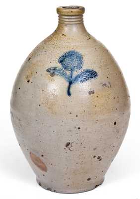 Fine Boston Stoneware Jug w/ Impressed Flower att. Jonathan Fenton, late 18th century