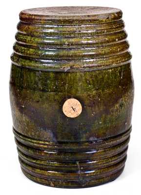 Fine Copper-Glazed Redware Mini Keg (Rundlet), possibly Genesee County, NY