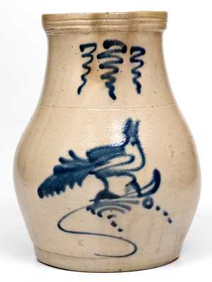 Scarce Stoneware Pitcher w/ Cobalt Bird Decoration, attrib. Brady & Ryan, Ellenville, NY