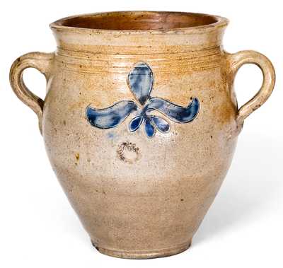 1/2 Gal. Vertical-Handled Stoneware Jar with Incised Decoration, Manhattan, circa 1790