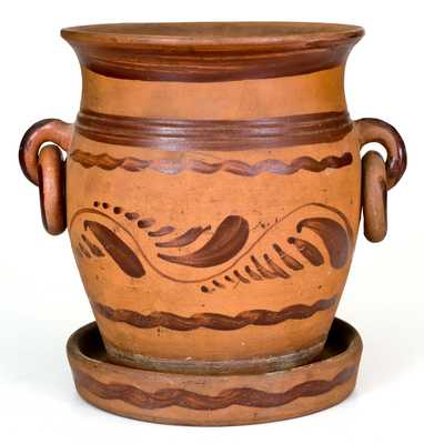 Outstanding New Geneva, PA Tanware Flowerpot with Ring Handles