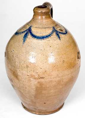 Fine 1 Gal. Stoneware Jug with Impressed Swag Decoration, Manhattan, circa 1800