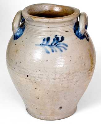 2 Gal. Stoneware Jar w/ Bold Decoration, probably Cheesequake, NJ, 18th century