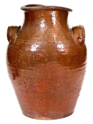 Scarce Great Road Glazed Redware Jar, Southwestern VA or Eastern TN, mid 19th century