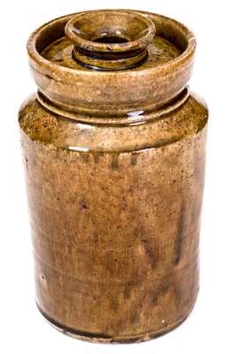 Rare Small-Sized Alkaline-Glazed Stoneware Churn with Lid, SC origin, circa 1880