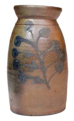 Rare Jane Lew, WV Stoneware Canning Jar with Tree of Life Decoration