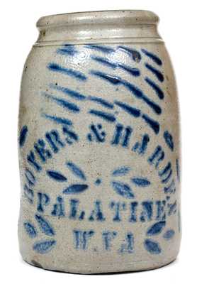 BOYERS & HARDEN / PALATINE, W. VA Stoneware Jar with Elaborate Decoration